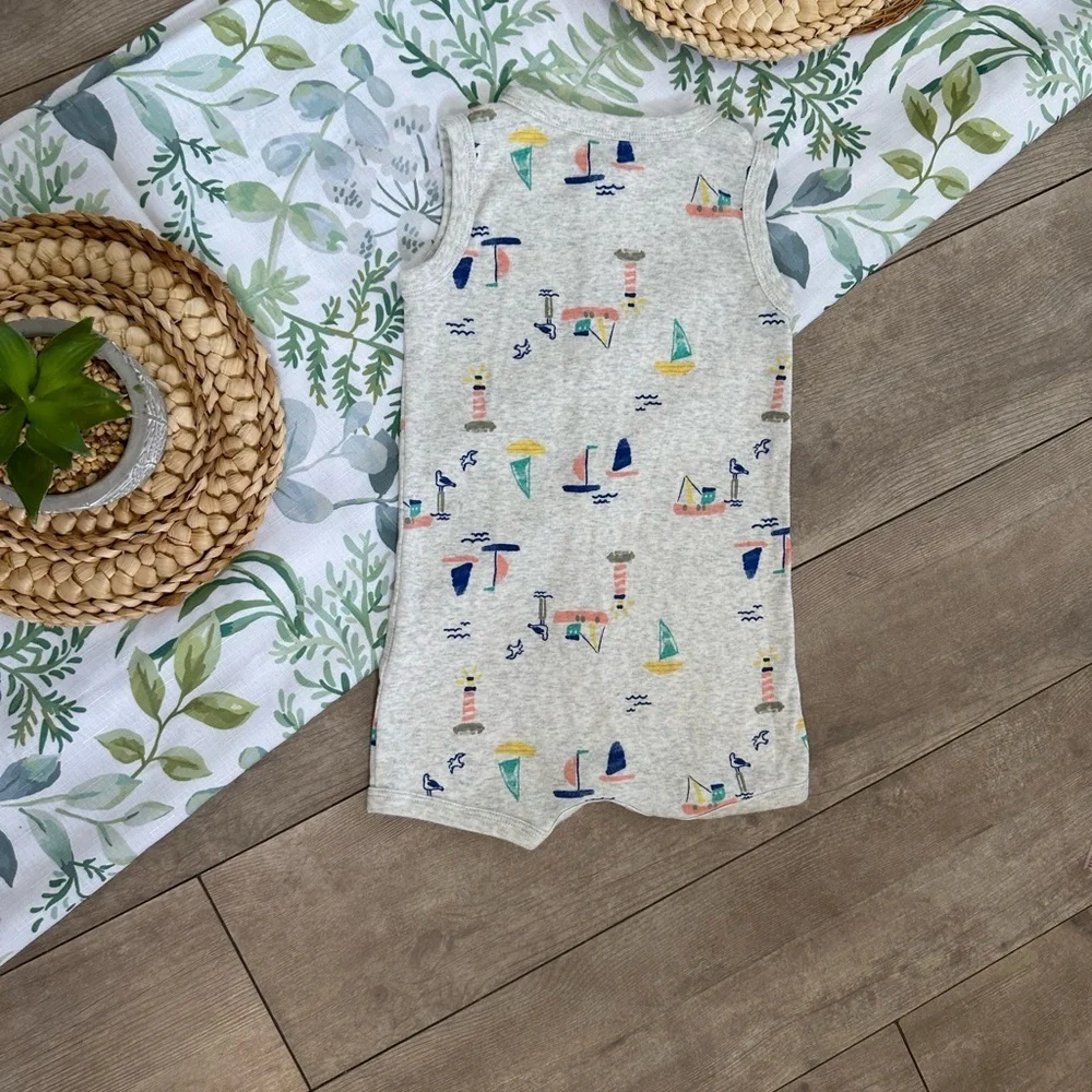 Carter’s Toddler Boy Sailboat Snap Up Sleeveless Romper Size 24 Months